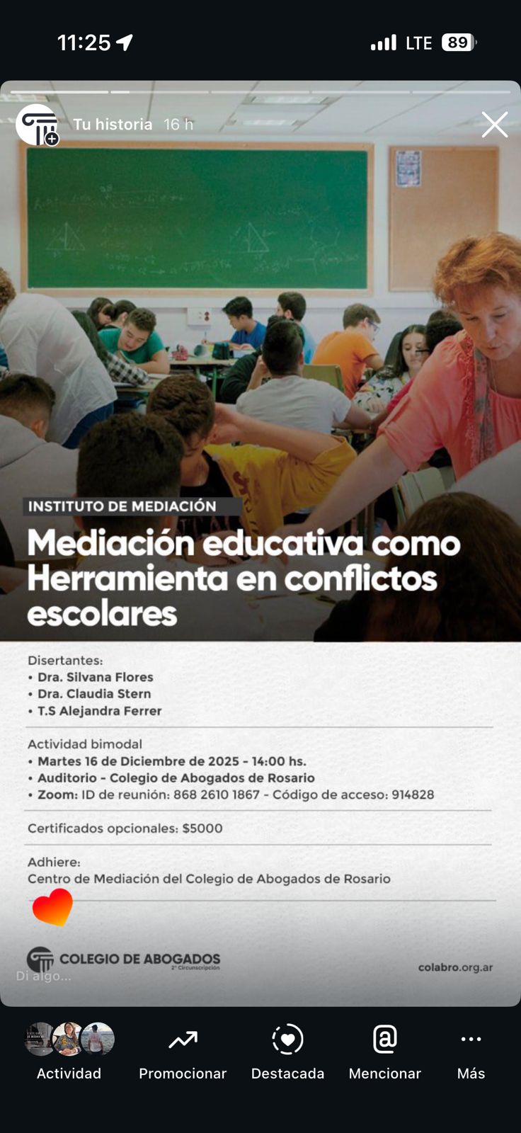MEDIACIÓN EDUCATIVA COMO HERRAMIENTA EN CONFLICTOS ESCOLARES - 16/12/2025
